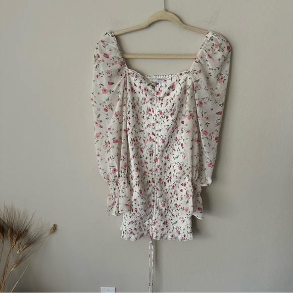 Princess Polly Floral Ruched Dress in White Size 4 - Picture 4 of 10